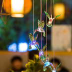 Solar Hummingbird Wind Chimes – Hanging Solar Hummingbird Lights for Indoor & Outdoor Decor, Gift for Garden Lovers