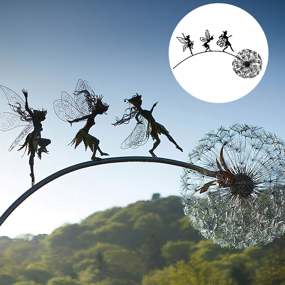 Fairy Steel Garden Sculptures - Magical Metal Fairies for Enchanting Outdoor Decor, Gift for Garden lovers