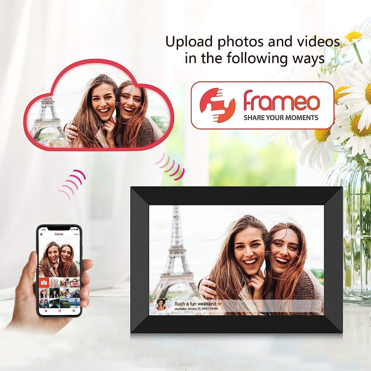 Smart Electronic Image Album for Gift, Digital Photo Frame WIFI Frameo, HD Touch Screen Digital Picture Frame