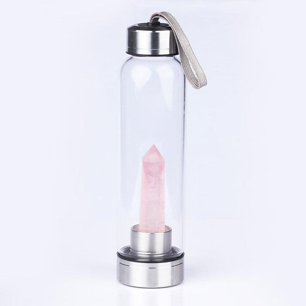 Healing Quartz Crystal Water Bottle for Wellness & Energy Balance
