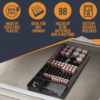 Battery Storage Organizer with Tester – Ultimate Battery Caddy for Drawers & Walls