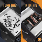 Battery Storage Organizer with Tester – Ultimate Battery Caddy for Drawers & Walls