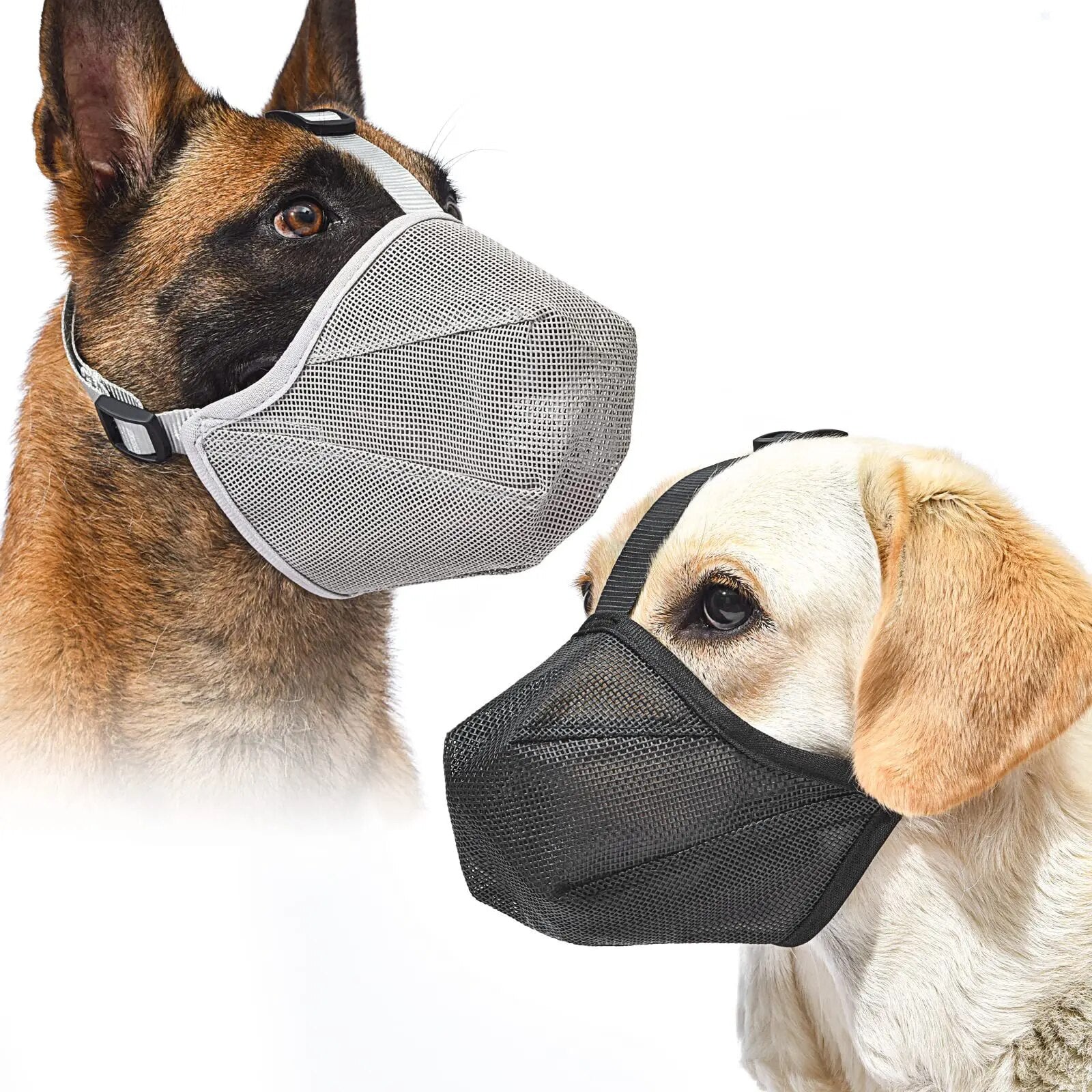 Adjustable Breathable Pet Dog Muzzle, Anti-Bark Bite Mesh Mouth Cover