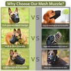Adjustable Breathable Pet Dog Muzzle, Anti-Bark Bite Mesh Mouth Cover