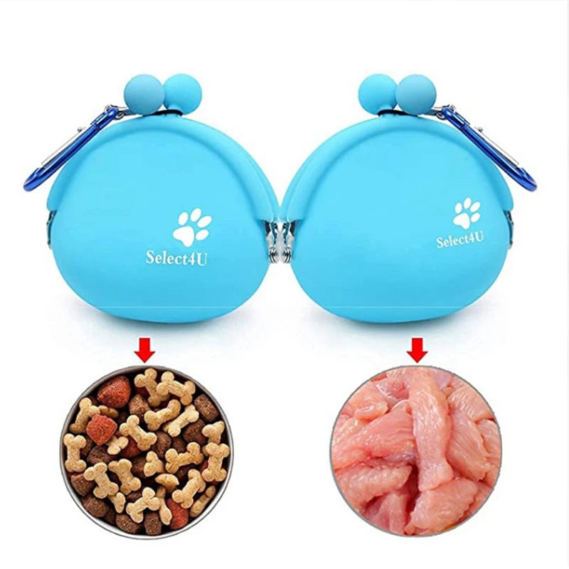 Silicone Pet Dog Training Food Snacks Bag – Outdoor Travel Waist Storage for Treats