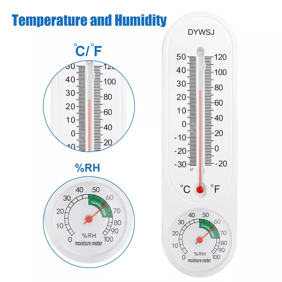 3PCS Wall Thermometer Hygrometer Indoor Outdoor Mount Garden Greenhouse Home Temperature Humidity Meter