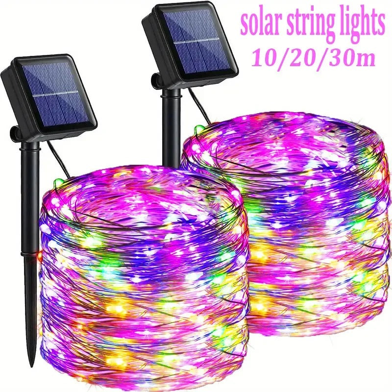 Solar Garden Fairy Lights, 8 Modes Waterproof String Lights for Patio, Trees & Christmas Decorations