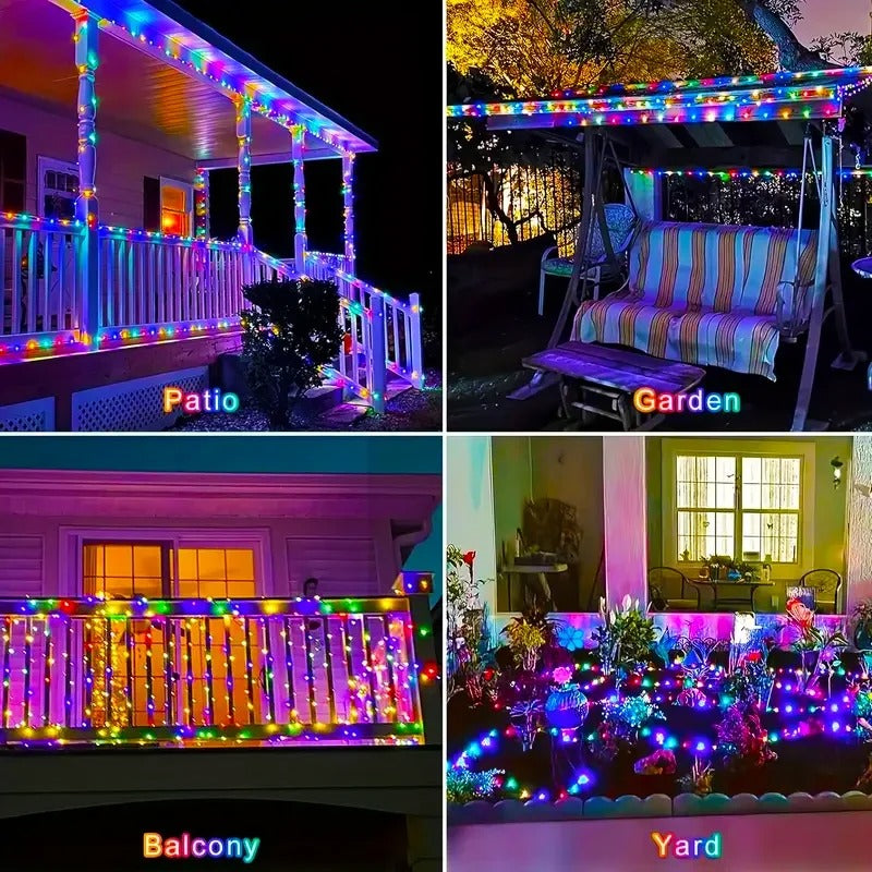 Solar Garden Fairy Lights, 8 Modes Waterproof String Lights for Patio, Trees & Christmas Decorations