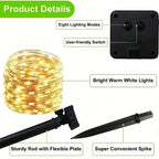 Solar Garden Fairy Lights, 8 Modes Waterproof String Lights for Patio, Trees & Christmas Decorations