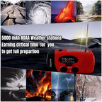 High Capacity Rechargeable Emergency Light Solar & Hand Crank Powered Outdoor Flashlight for Camping & Survival