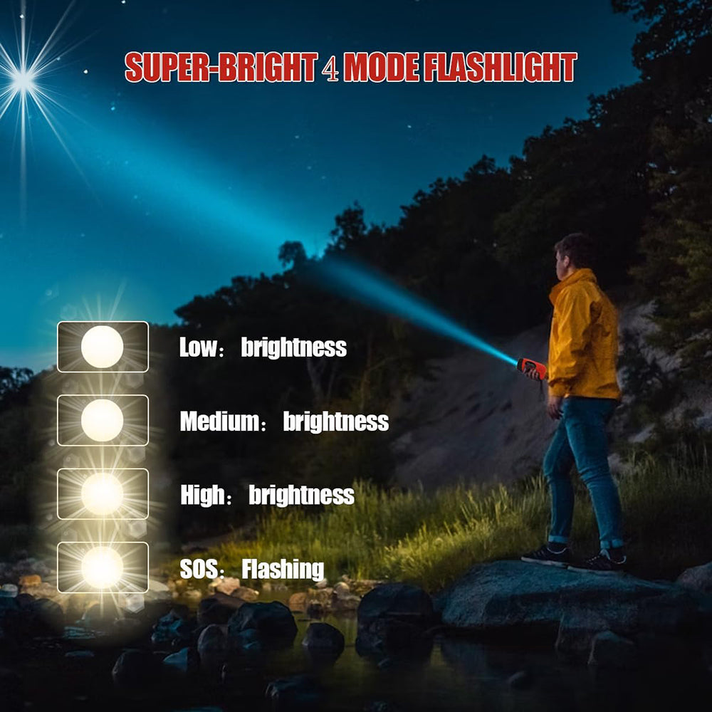 High Capacity Rechargeable Emergency Light Solar & Hand Crank Powered Outdoor Flashlight for Camping & Survival