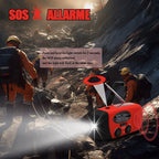 High Capacity Rechargeable Emergency Light Solar & Hand Crank Powered Outdoor Flashlight for Camping & Survival