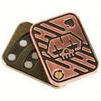 Metal Skull Push Slider Stress Relief Toy, Anti-Stress EDC Top Spinning Poker Magnetic Fidget for Adults, Portable Gifts