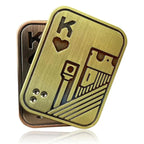 Metal Skull Push Slider Stress Relief Toy, Anti-Stress EDC Top Spinning Poker Magnetic Fidget for Adults, Portable Gifts