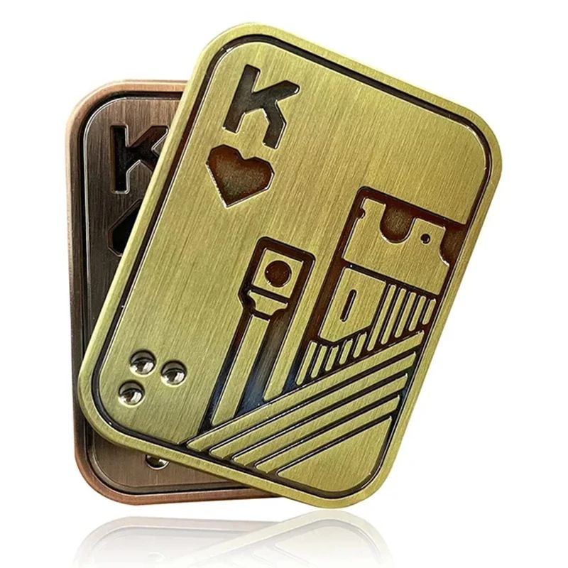Metal Skull Push Slider Stress Relief Toy, Anti-Stress EDC Top Spinning Poker Magnetic Fidget for Adults, Portable Gifts