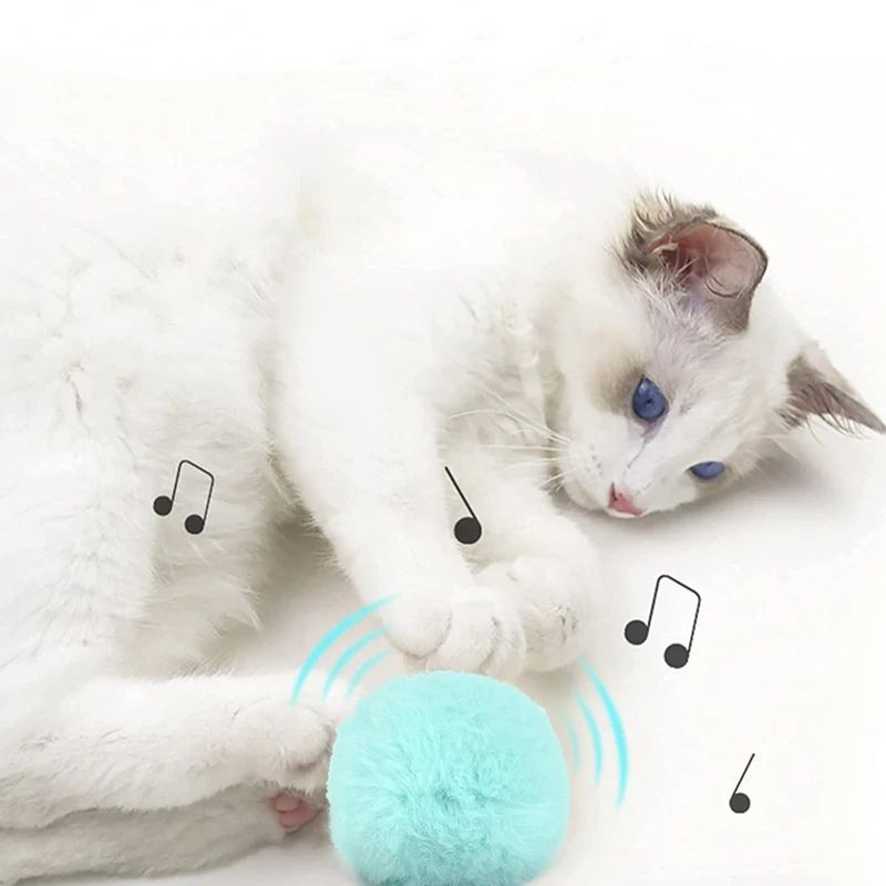 Interactive Plush Cat Toy Ball with Electric Catnip & Touch Sound