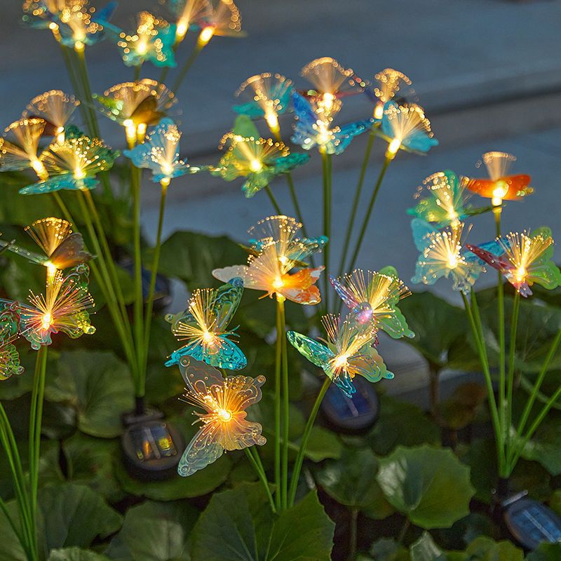 Solar Butterfly Garden Light – LED Fiber Optic Outdoor Decoration with 6-Head Glow