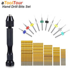 Precision Micro Mini Pin Vise Hand Drill Twist Bit Set, Rotary Tool Kit for PCB, Plastic, DIY Craft, Carving, & Jewelry