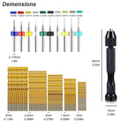 Precision Micro Mini Pin Vise Hand Drill Twist Bit Set, Rotary Tool Kit for PCB, Plastic, DIY Craft, Carving, & Jewelry