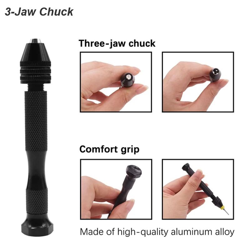 Precision Micro Mini Pin Vise Hand Drill Twist Bit Set, Rotary Tool Kit for PCB, Plastic, DIY Craft, Carving, & Jewelry