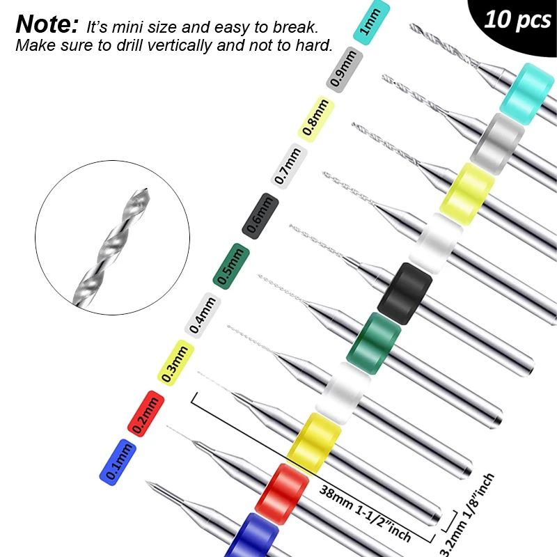 Precision Micro Mini Pin Vise Hand Drill Twist Bit Set, Rotary Tool Kit for PCB, Plastic, DIY Craft, Carving, & Jewelry