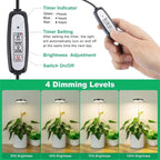 Plant Grow Light LED Growing Lamp, Full Spectrum, Height Adjustable, Auto Timer, Indoor Plant Light Solution