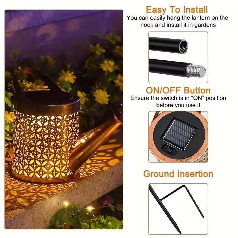 Solar Watering Can Garden Light with LED Fairy Stream for Outdoor Decor