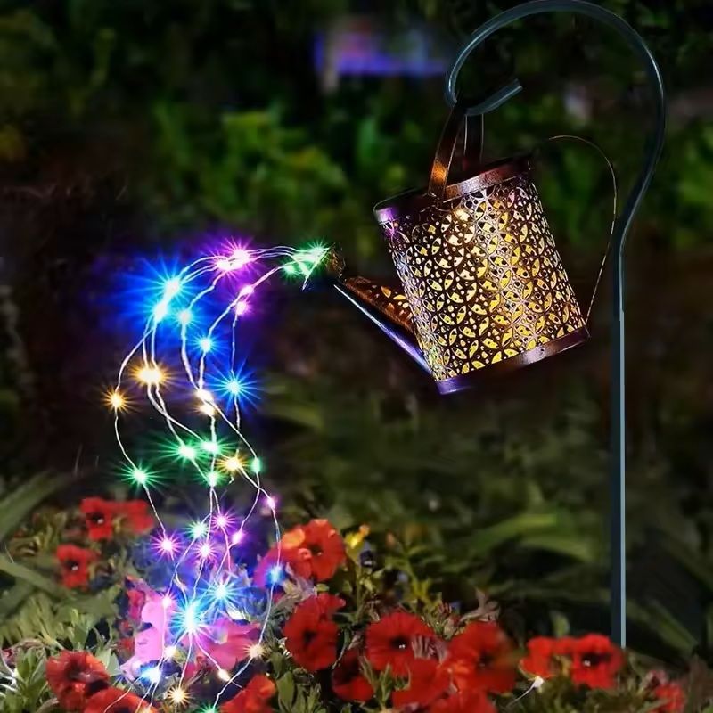 Solar Watering Can Garden Light with LED Fairy Stream for Outdoor Decor