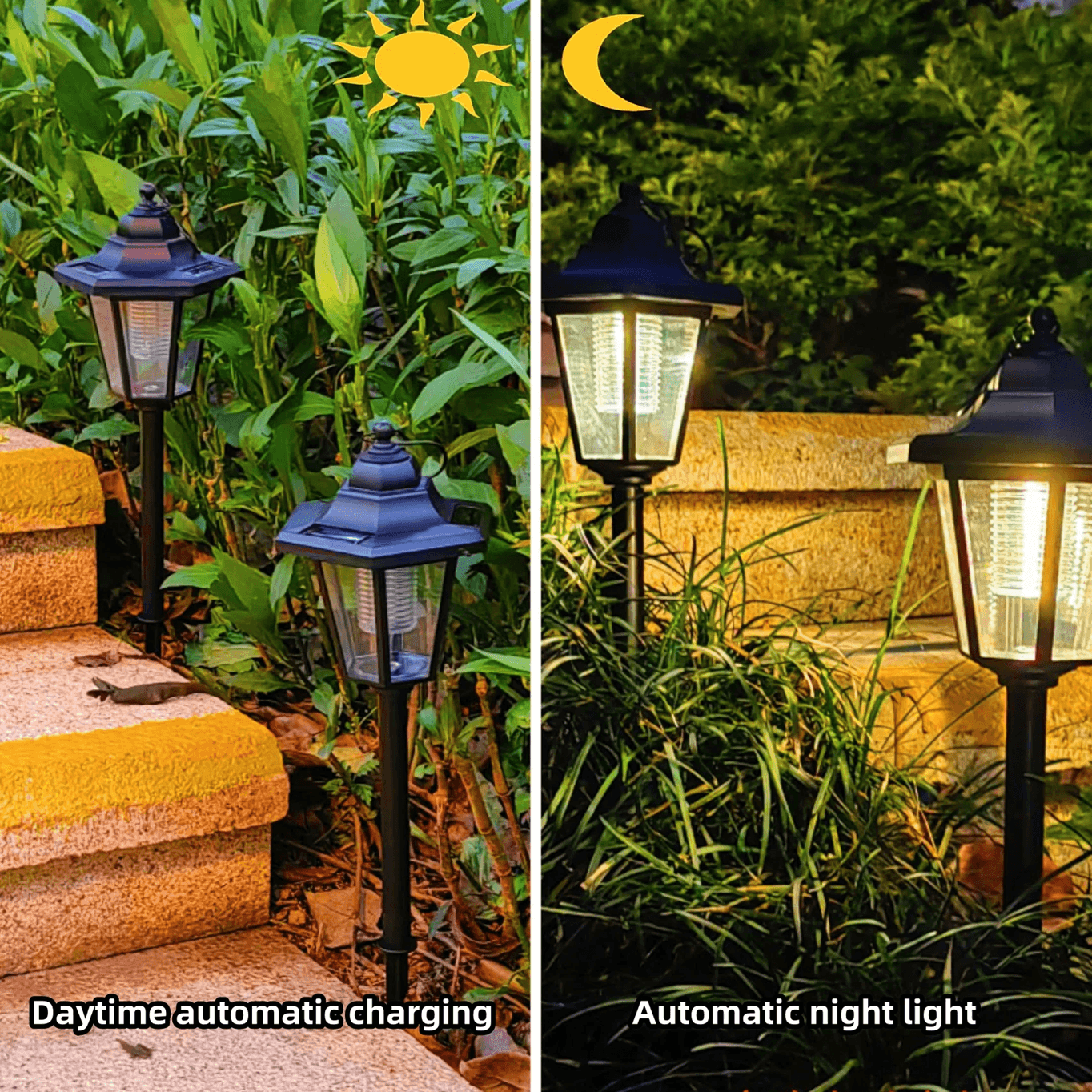 2-Pack Vintage Hexagon LED Solar Pathway Lights – Weatherproof Outdoor Garden Decor