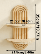 Boho Geometric Wooden Wall Shelf – Natural Wood Modern Wall Decor for Plants and Accents