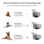 Heavy Duty Dog Crate with 4 Lockable Wheels & Removable Tray, 3 Doors Metal Pet Kennels Cage Playpen for Powerful Dogs
