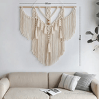 Boho Macrame Wall Hanging Tapestry – Large Handwoven Art Decor with Tassels for Bedroom & Living Room