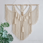 Boho Macrame Wall Hanging Tapestry – Large Handwoven Art Decor with Tassels for Bedroom & Living Room