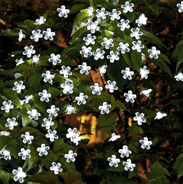 Solar Flower String Lights Outdoor Waterproof Garden Fairy Garland
