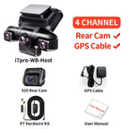 4K 360 Dash Cam 4 Channel GPS Night Vision WiFi Car Camera System