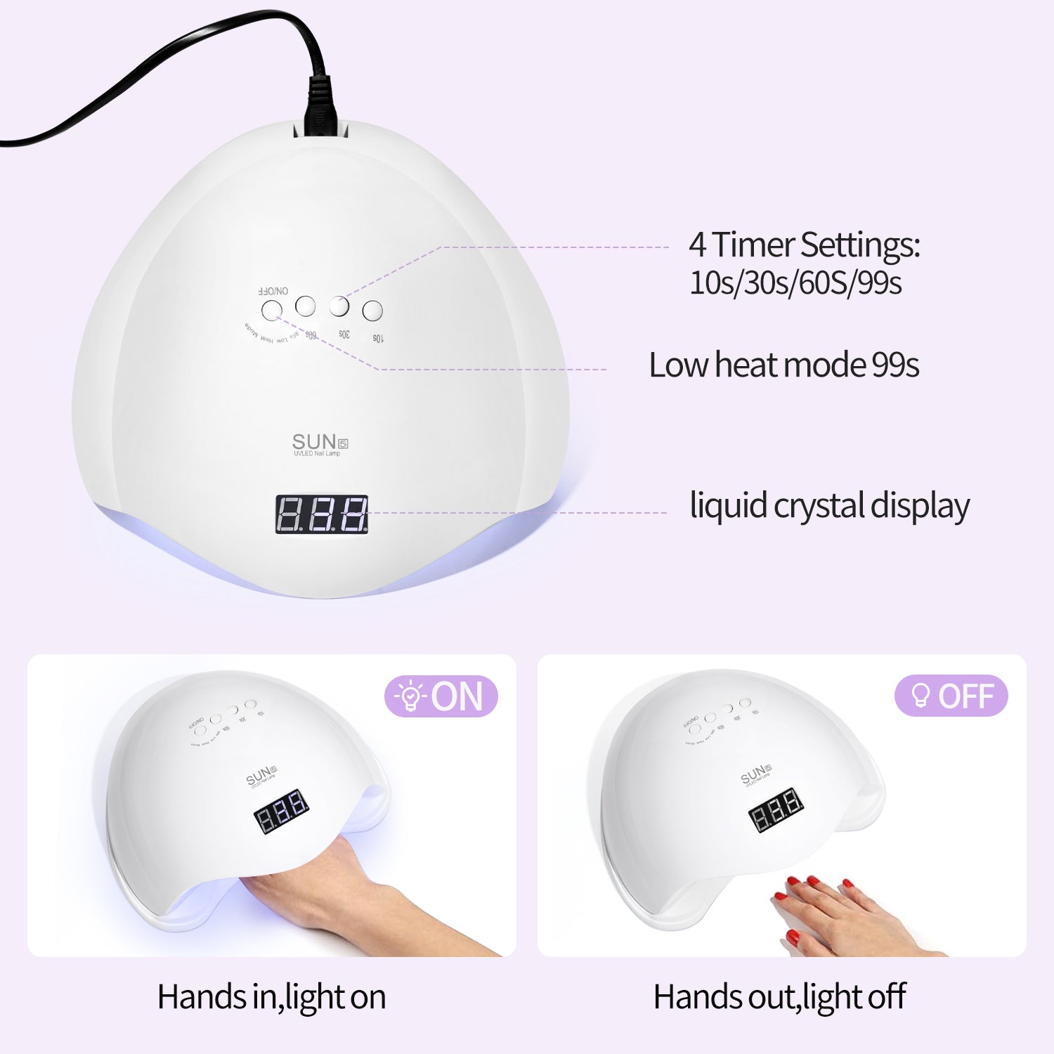 UV LED Nail Lamp for Gel Polish, Professional Salon Dryer with 4 Timer Settings, Auto Sensor & LCD Screen