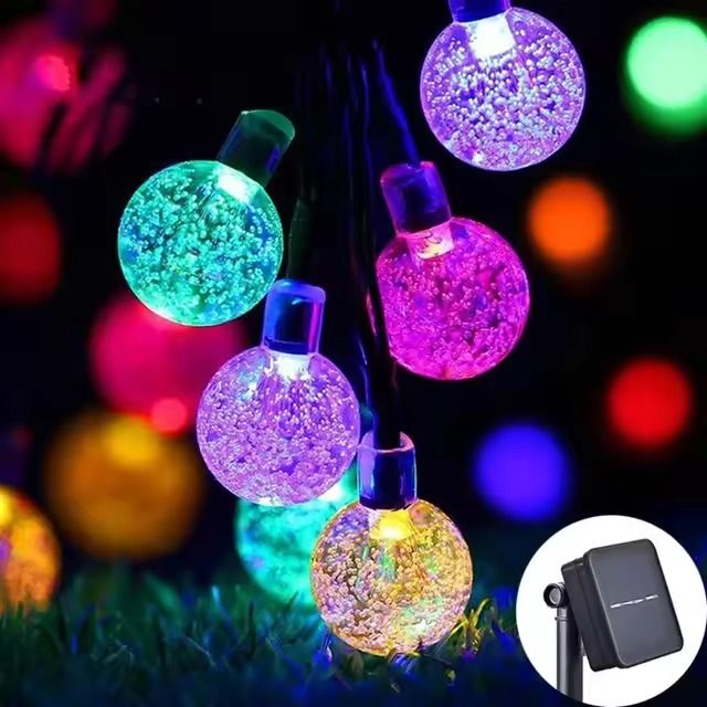 Solar Crystal Globe LED String Lights for Outdoor Garden and Party Decor