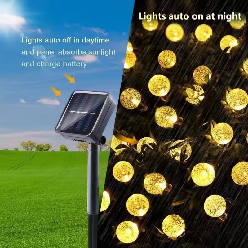 Solar Crystal Globe LED String Lights for Outdoor Garden and Party Decor
