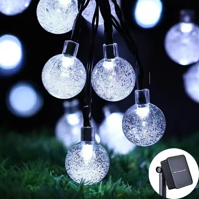 Solar Crystal Globe LED String Lights for Outdoor Garden and Party Decor