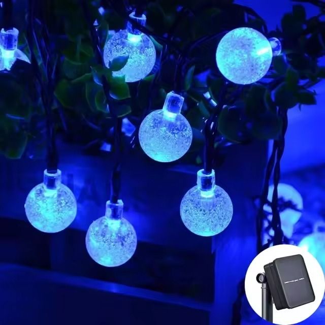 Solar Crystal Globe LED String Lights for Outdoor Garden and Party Decor