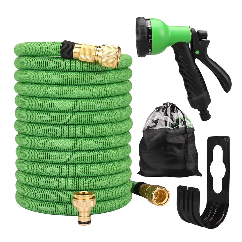 Garden Water Hose Expandable – High Pressure PVC Reel with Double Metal Connector for Garden, Farm Irrigation & Car Wash
