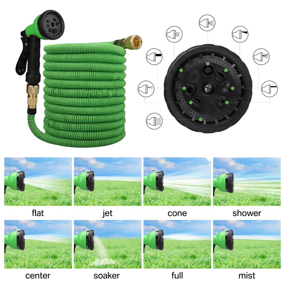 Garden Water Hose Expandable – High Pressure PVC Reel with Double Metal Connector for Garden, Farm Irrigation & Car Wash