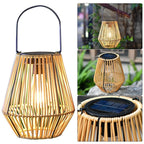 Waterproof Solar Rattan Lantern with Hanging Bamboo Weave for Garden, Patio & Courtyard Decor