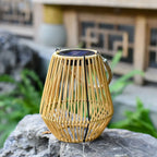 Waterproof Solar Rattan Lantern with Hanging Bamboo Weave for Garden, Patio & Courtyard Decor