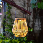 Waterproof Solar Rattan Lantern with Hanging Bamboo Weave for Garden, Patio & Courtyard Decor