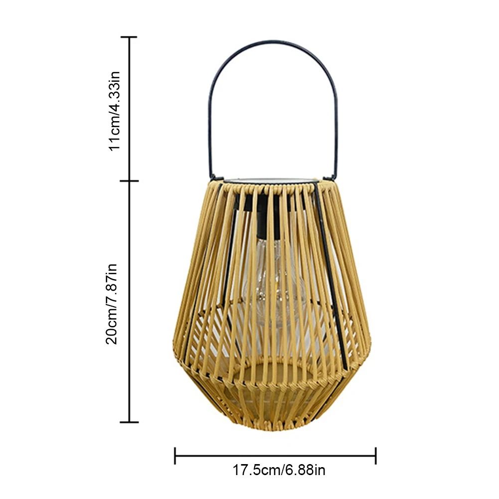 Waterproof Solar Rattan Lantern with Hanging Bamboo Weave for Garden, Patio & Courtyard Decor