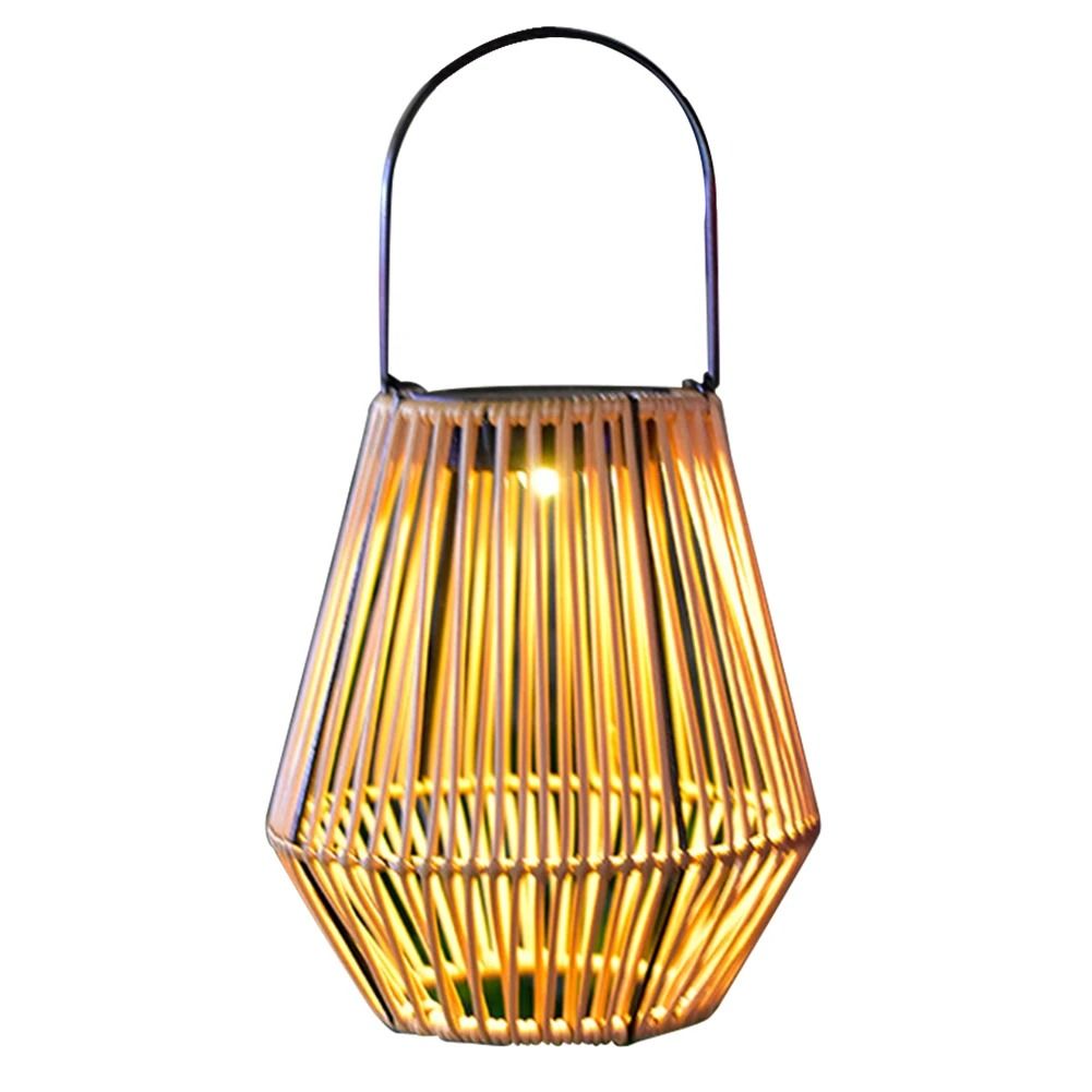 Waterproof Solar Rattan Lantern with Hanging Bamboo Weave for Garden, Patio & Courtyard Decor