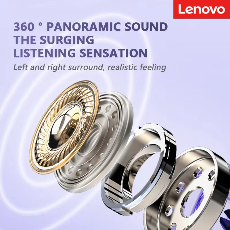Lenovo Bluetooth Wireless Ear Clip Earbuds, Bone Conduction Headphones, TWS Panoramic Sound with Mic