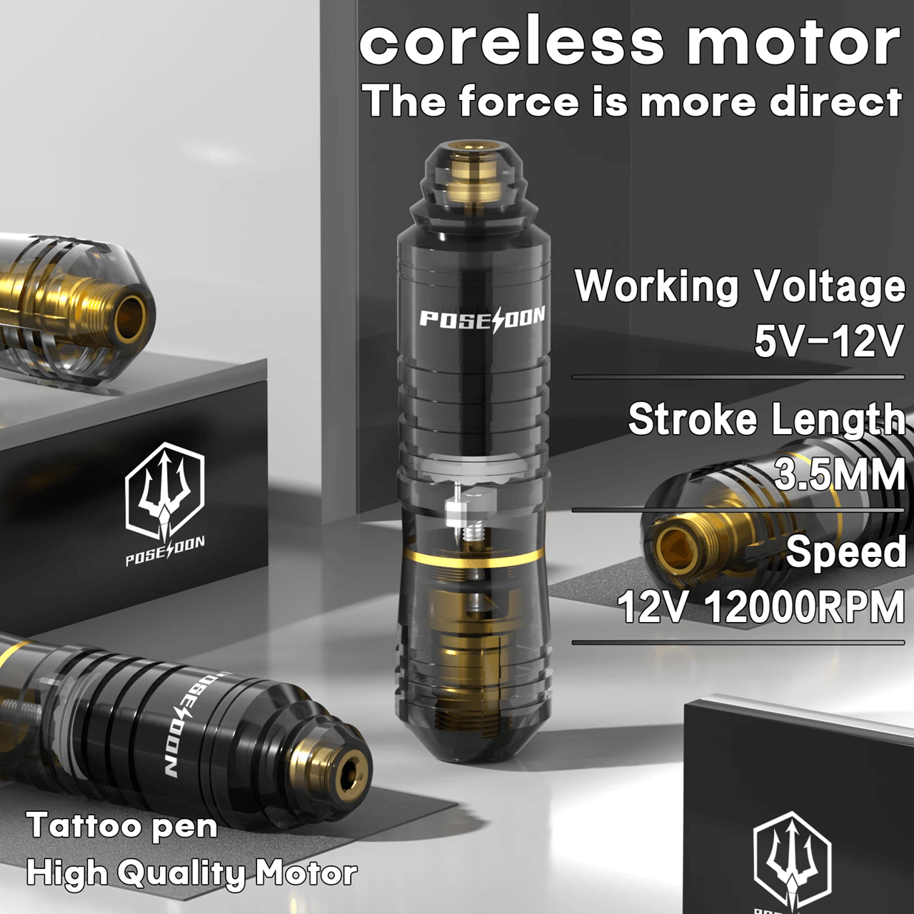 Poseidon Wireless Tattoo Pen Kit Complete Beginner Tattoo Machine Set