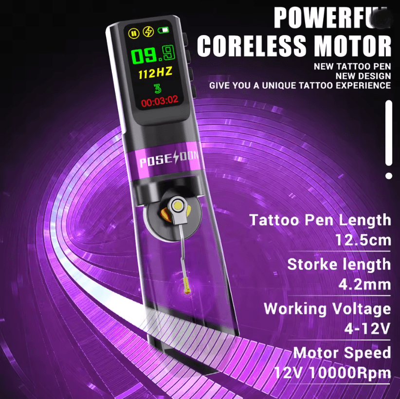 ProInk Poseidon Wireless Tattoo Pen Kit for Permanent Makeup and Body Art